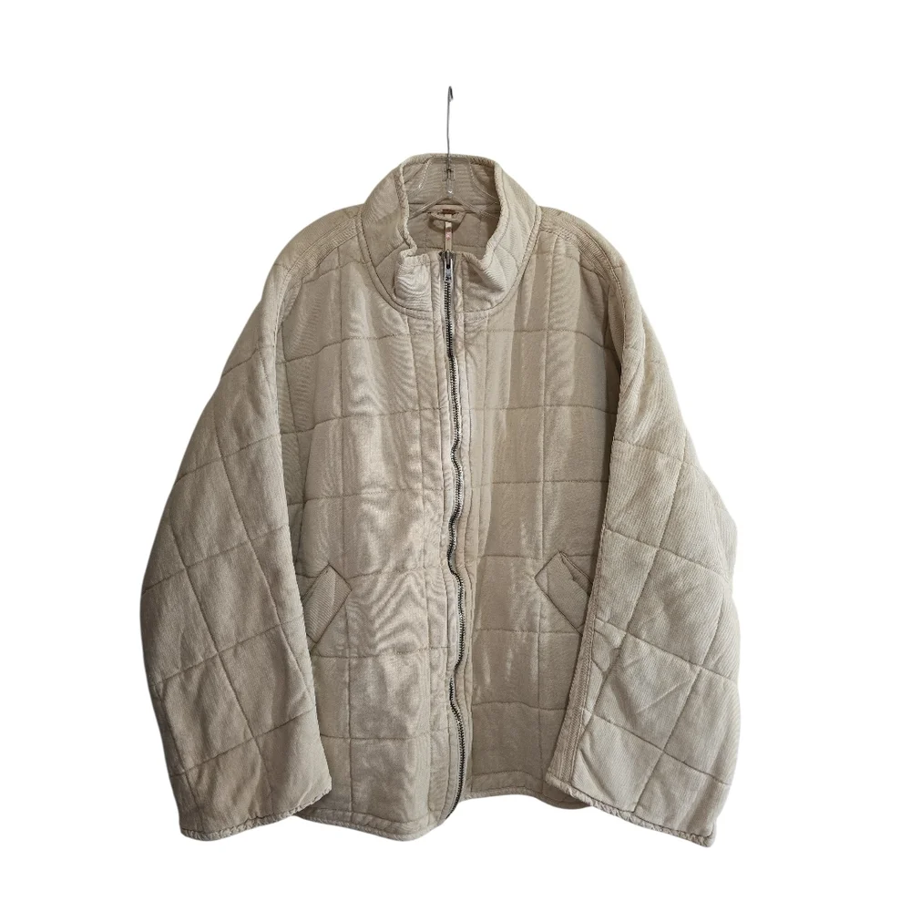 Free People Dolman Quilted Knit Jacket In Vanilla Creme XL Oversized Casual - Picture 6 of 15
